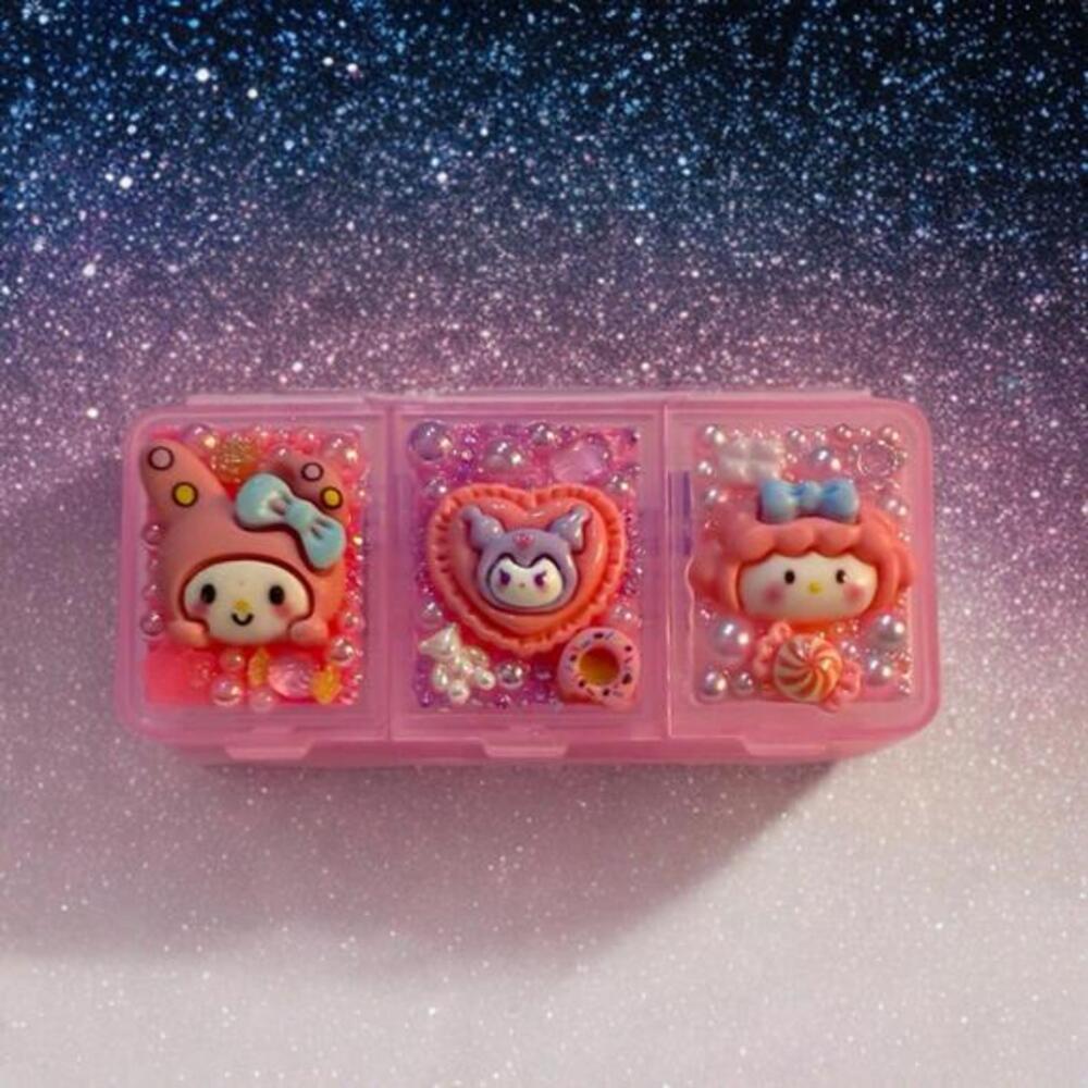 Decoden Mini Pill Box, Kuromi My Melody Sweet Piano, Kawaii Junk Case  Handmade